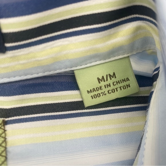 Tommy Bahama Mens Long Sleeve Button Up Blue And Yellow Striped Shirt Medium - Picture 3 of 5